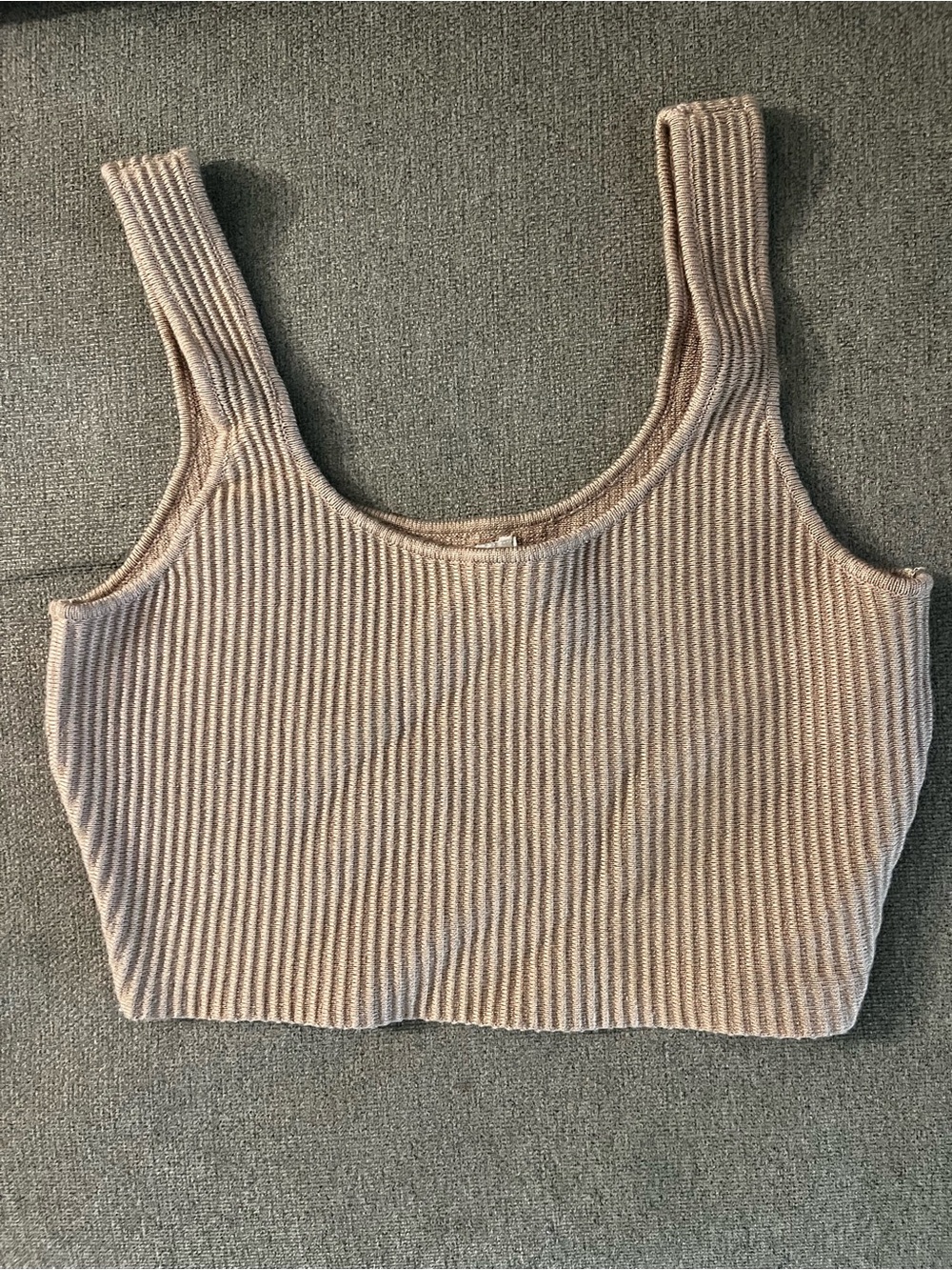 REVAMPED Ribbed Scoop Neck Crop Tank in Pink/Beige NWOT